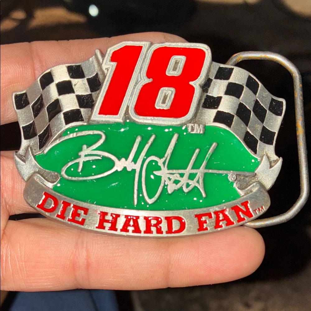 Nascar Die Hard Fan Belt Buckle - Red, Green, Silver